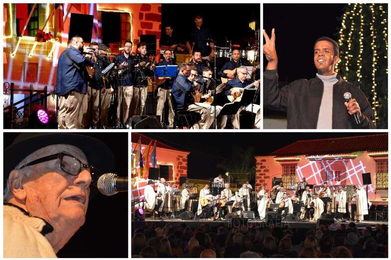 Diferentes momentos del concierto de anoche en la plaza de San Juan (Foto TA)